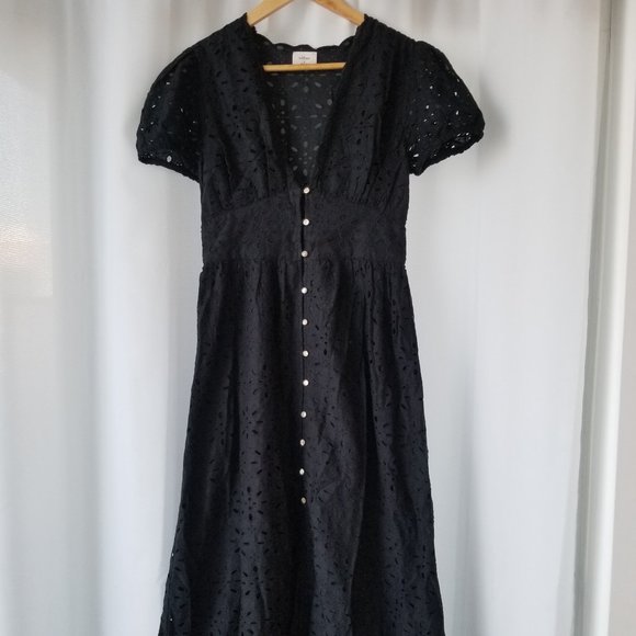 Elegant Black Lace Midi Dress - Picture 4 of 9